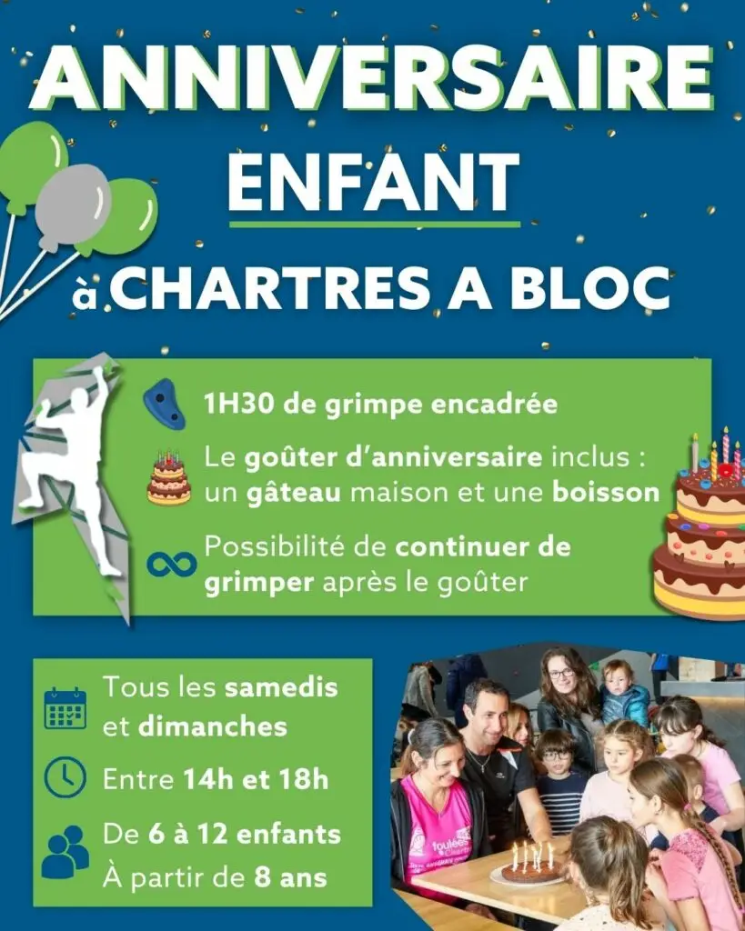 Organisez l'anniversaire de votre enfant à Chartres à bloc - escalade